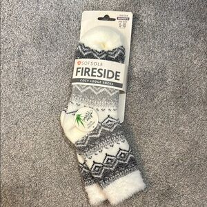 Gray and White Nordic Pattern Crew Socks